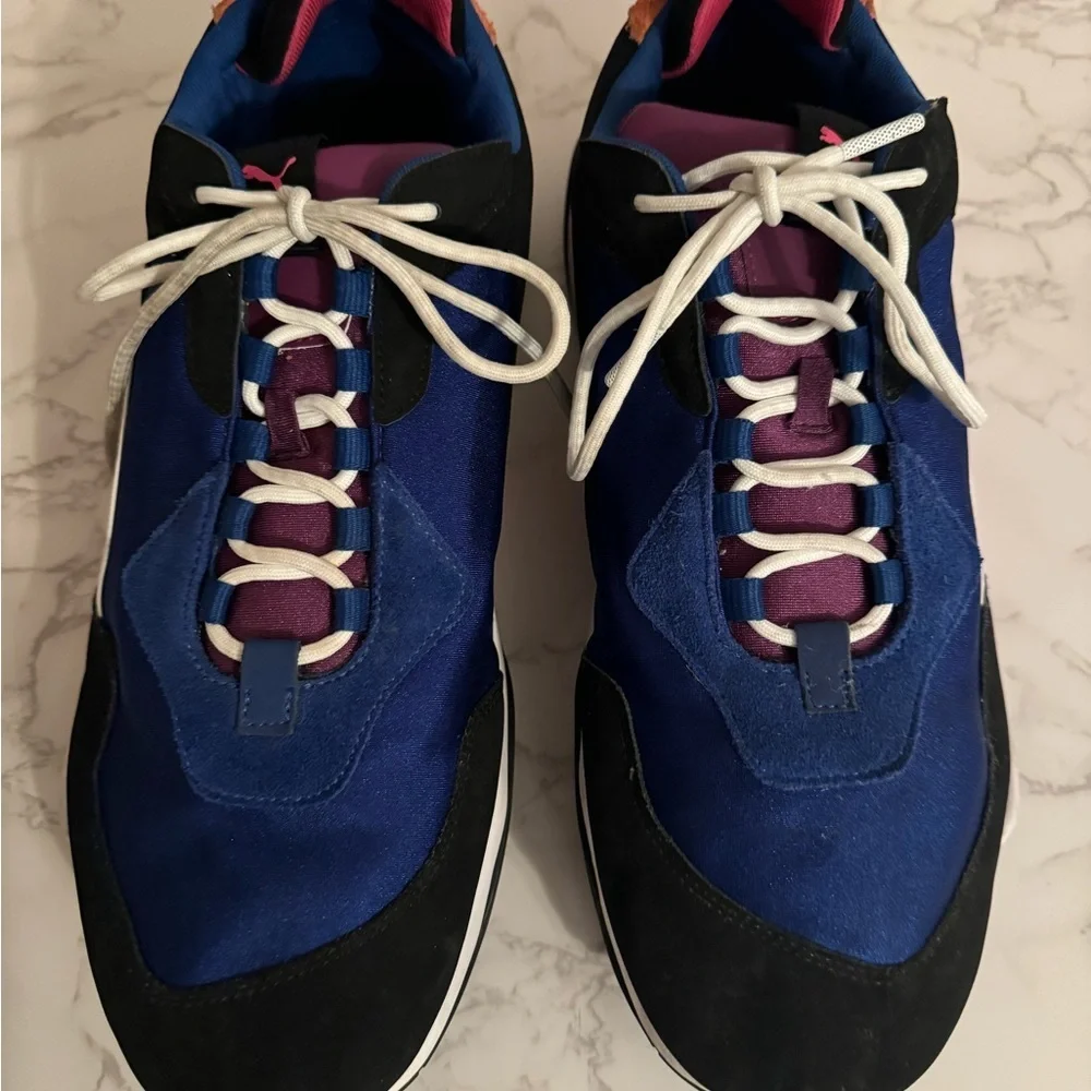 Puma Blue and Black Sneakers with White Accents